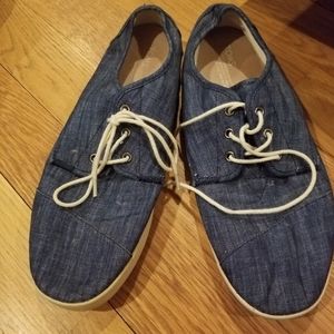 TOMS Men's Paseo Navy Blue Fabric Lace Up Sneaker Size 12